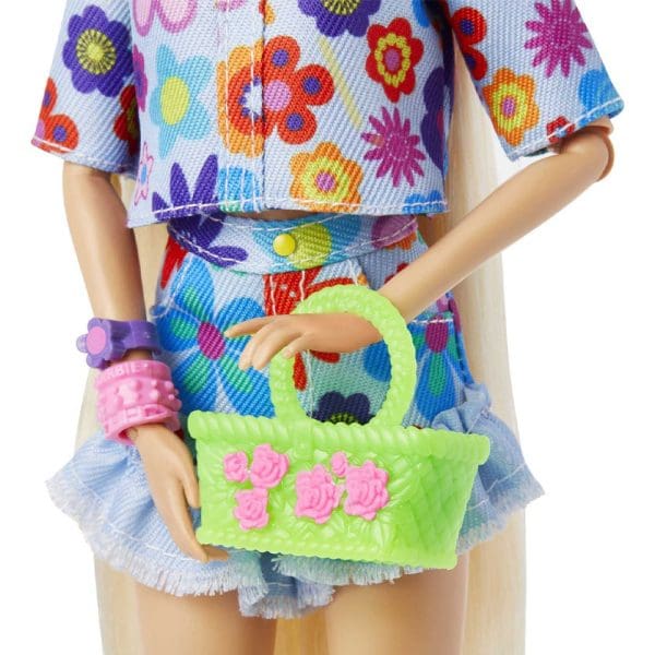 Igračka za djevojčice Lutka Barbie s torbicom i modnim dodacima Extra Flower Power