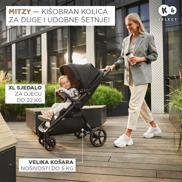 Kišobran kolica s XL sjedalom za djecu do 22 kg Kinderkraft Mitzy